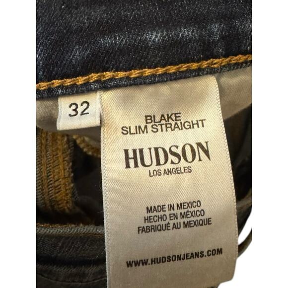 Hudson Blake Slim Straight Jeans Men’s 32X34 Medium Wash w Fading Designer - Picture 7 of 10